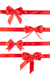 set of red ribbon satin bows