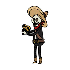 male skull with hat icon. Mexican culture landmark and latin theme. Isolated design. Vector illustration