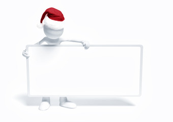 blank board with xmas santa hat - christmas background