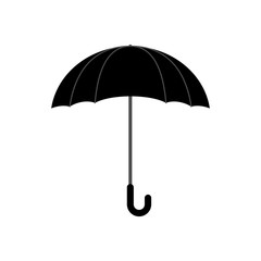 Black umbrella isolated. Accessory of rain on white background.