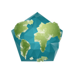 Earth Polygon. Planet geometric figure pentagon. Abstract univer
