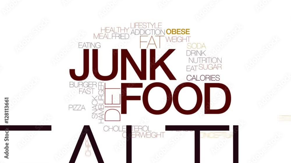 Canvas Prints Junk food animated word cloud. Kinetic typography.