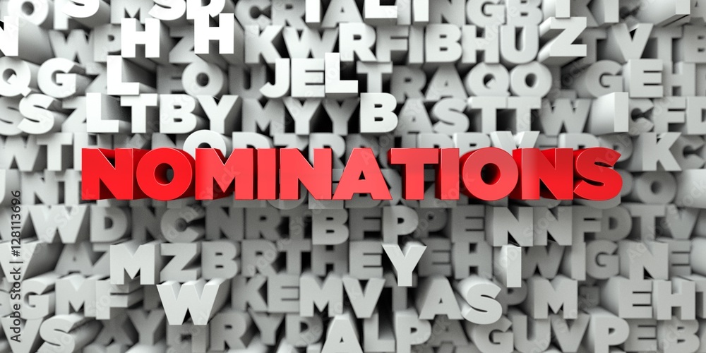 Fototapete nominations - red text on typography background - 3d rendered royalty free stock image. this image c