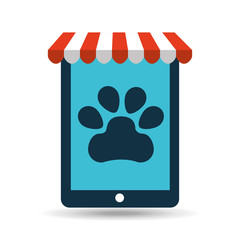 online pet shop and paw vector illustration eps 10