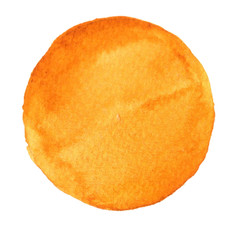 Watercolor hand painted circle. Beautiful design elements. Yellow background