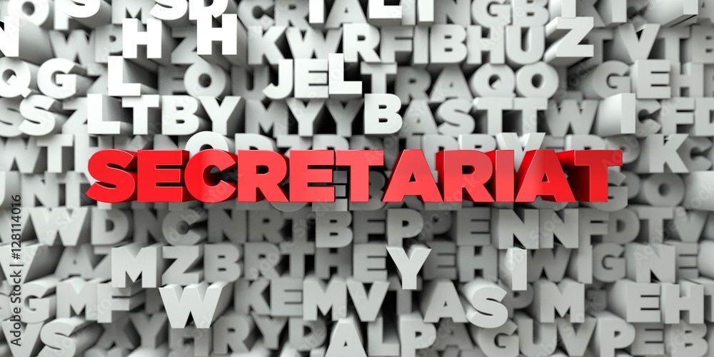 Fototapete secretariat - red text on typography background - 3d rendered royalty free stock image. this image c