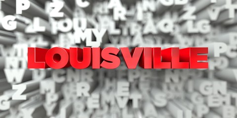 LOUISVILLE -  Red text on typography background - 3D rendered royalty free stock image. This image can be used for an online website banner ad or a print postcard.