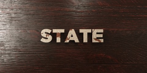 State - grungy wooden headline on Maple  - 3D rendered royalty free stock image. This image can be used for an online website banner ad or a print postcard.