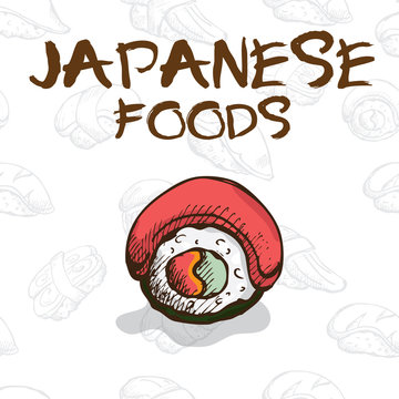  japan food sushi drawing graphic  design objects