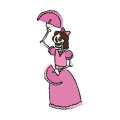 female skull icon. Mexican culture landmark and latin theme. Isolated design. Vector illustration