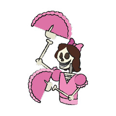 female skull icon. Mexican culture landmark and latin theme. Isolated design. Vector illustration