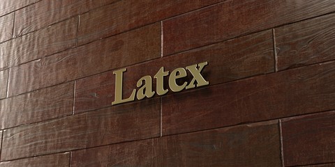 Latex - Bronze plaque mounted on maple wood wall  - 3D rendered royalty free stock picture. This image can be used for an online website banner ad or a print postcard.