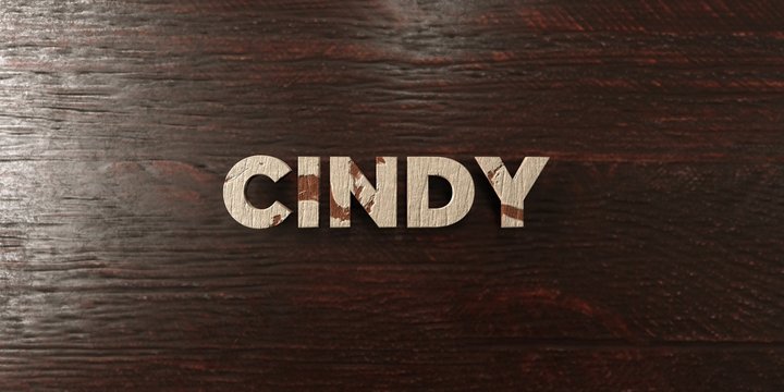 Cindy - grungy wooden headline on Maple  - 3D rendered royalty free stock image. This image can be used for an online website banner ad or a print postcard.