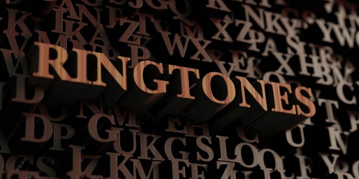 Ringtones - Wooden 3D rendered letters/message.  Can be used for an online banner ad or a print postcard.
