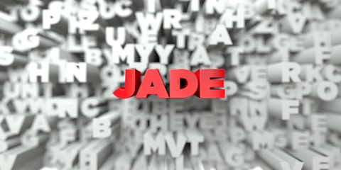 JADE -  Red text on typography background - 3D rendered royalty free stock image. This image can be used for an online website banner ad or a print postcard.