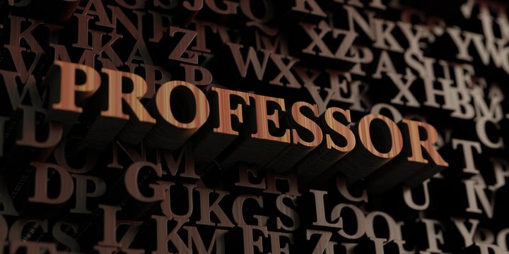 Professor - Wooden 3D rendered letters/message.  Can be used for an online banner ad or a print postcard.