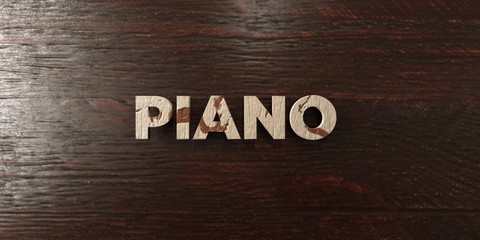 Piano - grungy wooden headline on Maple  - 3D rendered royalty free stock image. This image can be used for an online website banner ad or a print postcard.