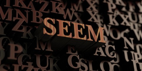 Seem - Wooden 3D rendered letters/message.  Can be used for an online banner ad or a print postcard.
