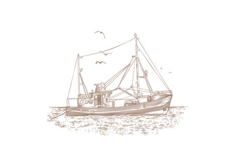 Fishing trawler at the sea