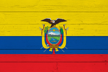 Flag of Ecuador on wooden background