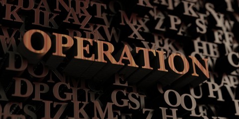 Operation - Wooden 3D rendered letters/message.  Can be used for an online banner ad or a print postcard.