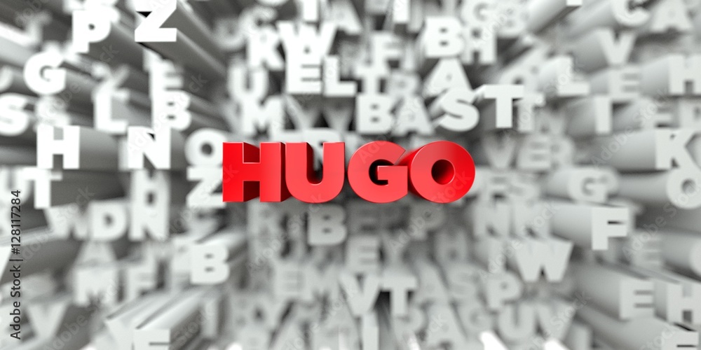 Fototapete hugo - red text on typography background - 3d rendered royalty free stock image. this image can be u