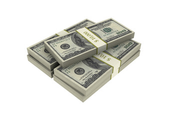 3D Stacks of Hundred US Dollars