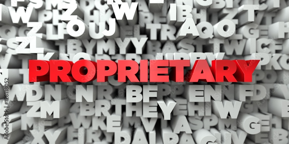 Fototapete proprietary - red text on typography background - 3d rendered royalty free stock image. this image c