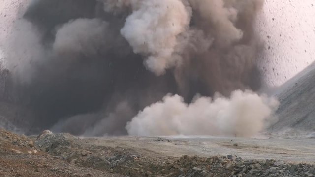 Explosion rocks during road construction