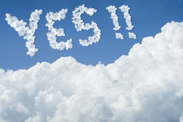beautiful Blue sky and white cloud. Sunny day.Cloudscape.close up the cloud.text YES.