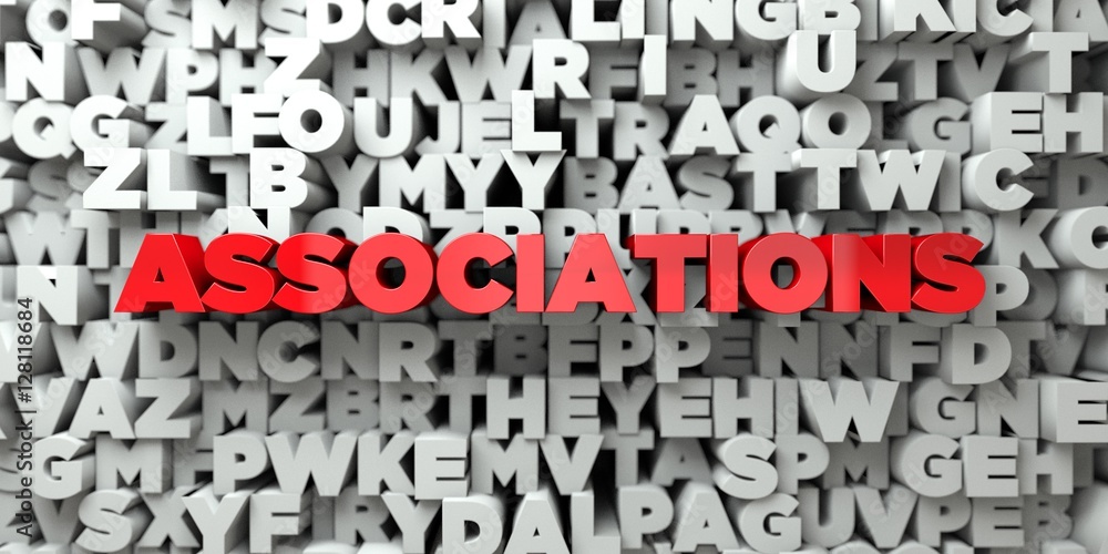 Fototapete ASSOCIATIONS -  Red text on typography background - 3D rendered royalty free stock image. This image can be used for an online website banner ad or a print postcard.
