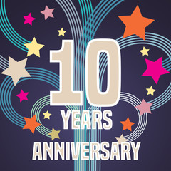 10 years anniversary vector illustration, banner, flyer, icon