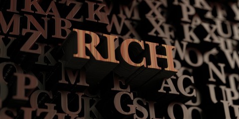 Rich - Wooden 3D rendered letters/message.  Can be used for an online banner ad or a print postcard.