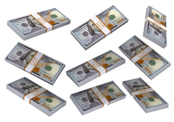 3D Stacks of Hundred US Dollars