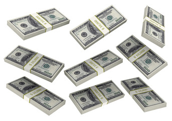 3D Stacks of Hundred US Dollars