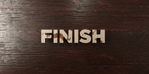 Finish - grungy wooden headline on Maple  - 3D rendered royalty free stock image. This image can be used for an online website banner ad or a print postcard.