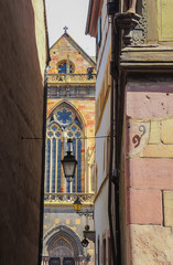 Obraz premium Colmar, Alsace, France, Medieval old town. Views of of the city, through the narrow streets