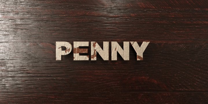 Penny - grungy wooden headline on Maple  - 3D rendered royalty free stock image. This image can be used for an online website banner ad or a print postcard.
