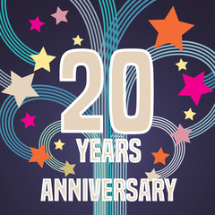 20 years anniversary vector illustration, banner, flyer, icon