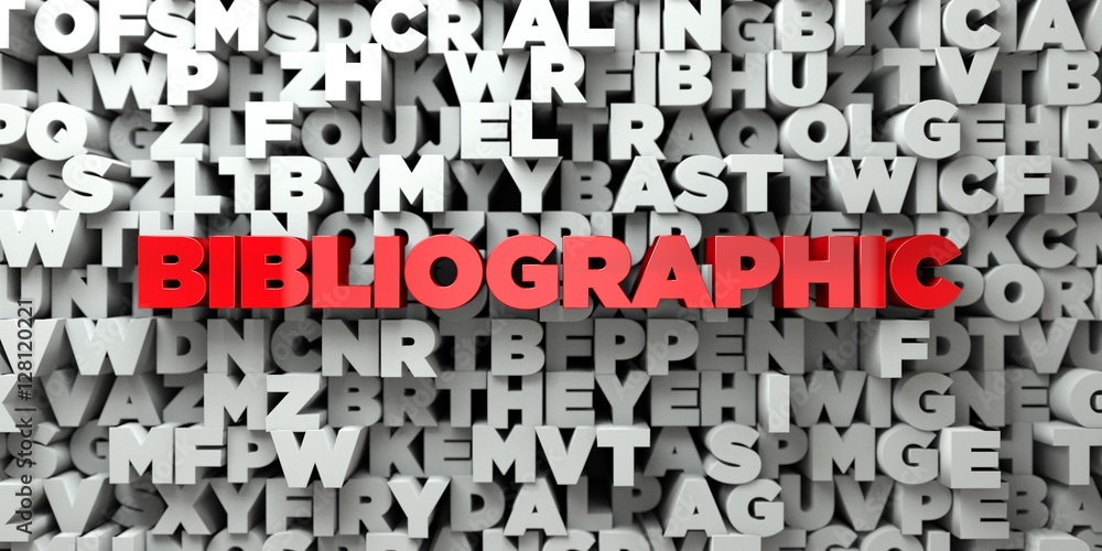 Fototapete bibliographic - red text on typography background - 3d rendered royalty free stock image. this image