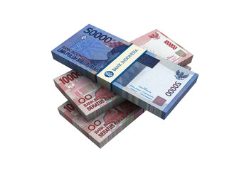 3D Indonesian rupiah money white background