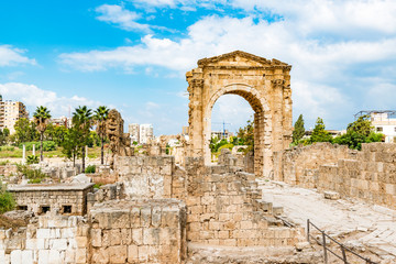 Al Bass archaeological site in Tyre, Lebanon. It is located about 80 km south of Beirut. Tyre has led to its designation as a UNESCO World Heritage Site in 1984.