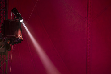  Limelight and red background on the scene. Flood lighting