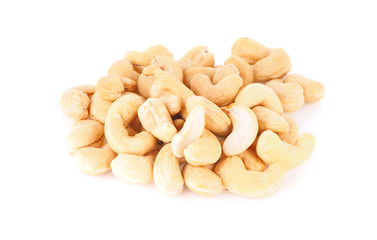 Cashews on white background