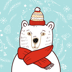 Polar Bear in red hat.