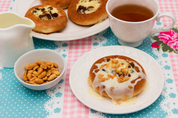 Cottage cheese dessert with salt peanut and condensed milk.