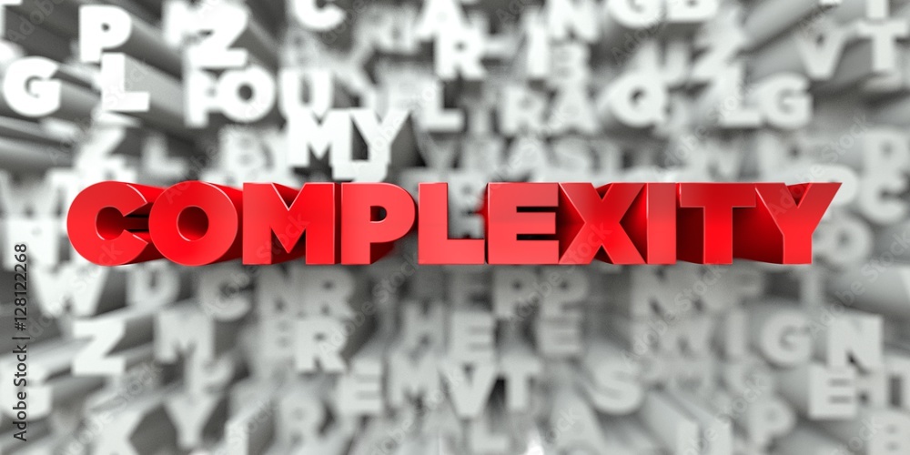 Fototapete complexity - red text on typography background - 3d rendered royalty free stock image. this image ca