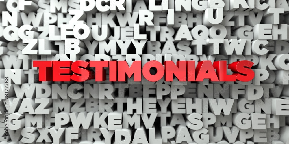 Fototapete testimonials - red text on typography background - 3d rendered royalty free stock image. this image 