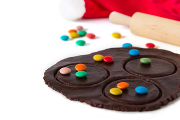 Christmas cookie dough on white background.