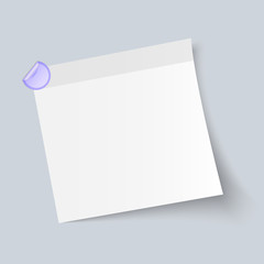 Blank White Sticky Note isolate on gray background, vector illus